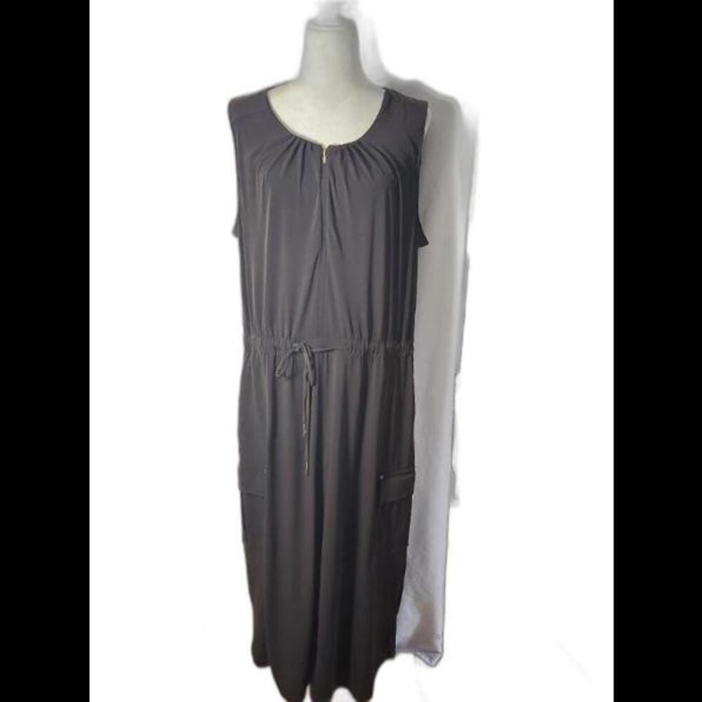(Gb17) Chico's Women's Brown Tie-Waist Maxi Dress with Pockets Size 3